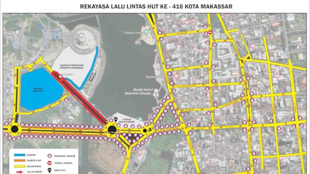 Dishub Lakukan Rekayasa Lalulintas di Puncak HUT Kota Makassar