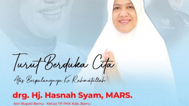 Bupati Bulukumba Andi Muchtar Ali Yusuf menyampaikan belasungkawa atas meninggalnya istri Bupati Barru Suardi Saleh, Hasnah Syam.&nbsp;