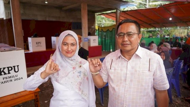 Bupati Luwu Utara, Indah Putri Indriani, menegaskan komitmen demokrasi dengan menyalurkan hak suaranya di Tempat Pemungutan Suara (TPS) 06 Desa Saptamarga, Kecamatan Sukamaju, pada Rabu, 14 Februari 2024.