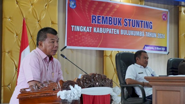 Bupati Bulukumba Andi Muchtar Ali Yusuf membuka Aksi III Konvergensi Penurunan Stunting (Rembuk Stunting) di Ruang Pola Kantor Bupati Bulukumba, Rabu, 13 Maret 2024. Bupati berlatar pengusaha itu, meminta seluruh stakeholder untuk mengeroyok penurunan stunting.