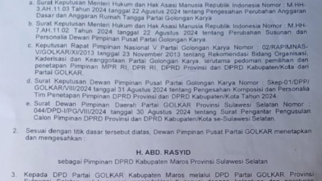 Keputusan DPP Tidak di Indahkan Golkar Kehilangan Kursi Pimpinan DPRD Maros