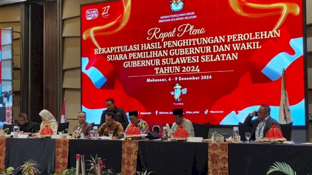 Rapat Pleno KPU Sulsel terkait Penetapan Hasil PIlgub 2024