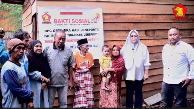 Vonny Ameliani dan DPC Partai Gerindra Jeneponto Bangun Rumah Layak untuk Warga Kurang Mampu