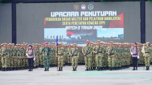Ketua DPRD Sulsel Hadiri Penutupan Diksarmil Komcad SPPI Batch-3 di Lapangan Karebosi