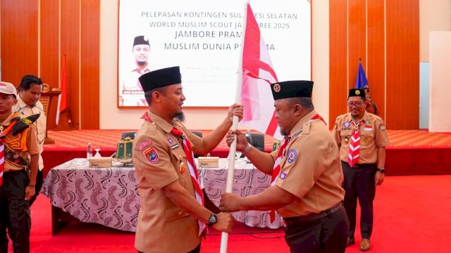 Gubernur Sulsel Lepas 460 Pramuka Kontingen Sulsel ke World Muslim Scout Jamboree 2025