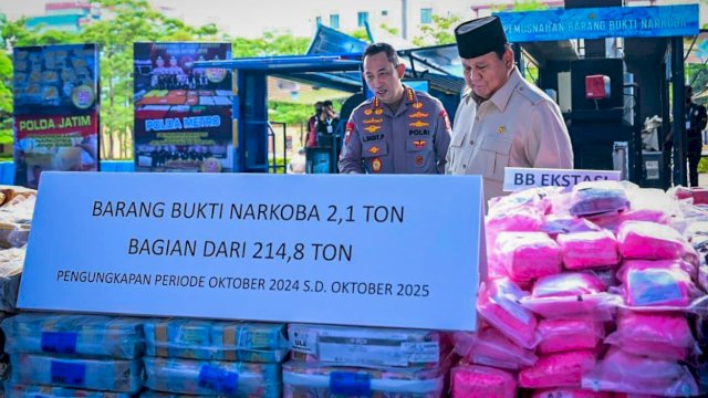 Barang Bukti Narkoba Senilai Rp29,37 Triliun, Dimusnahkan di Hadapan Prabowo&nbsp;