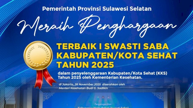 Sulsel Sabet Predikat Tertinggi Swasti Saba KKS 2025, Gubernur Andi Sudirman: Prestasi Ini Milik Semua