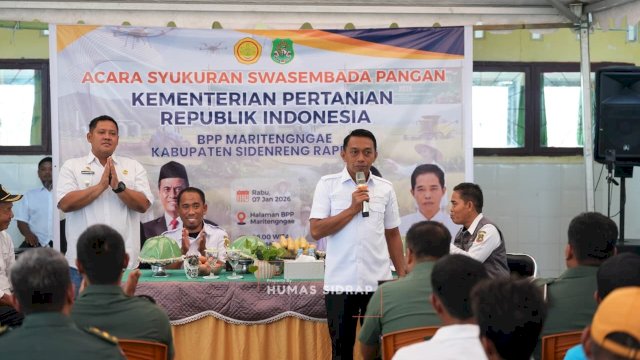 Di BPP Sereang, Bupati Sidrap Bersama Petani Ikuti Pengumuman Swasembada Pangan Nasional