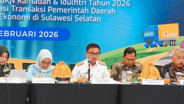 Sekretaris Daearah provinsi Sulawesi Selatan Jufri Rahman ikut Dalam Rapat Pengendalian Inflasi jelang Ramadhan 