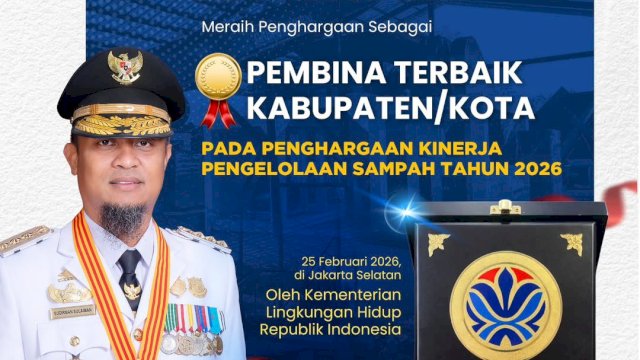 Gubernur Sulsel Raih Penghargaan Pembina Terbaik Pengelolaan Sampah 2026