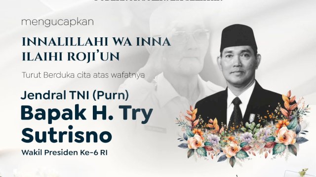 Gubernur Sulsel Sampaikan Duka Cita atas Wafatnya Wapres ke-6 RI Try Sutrisno