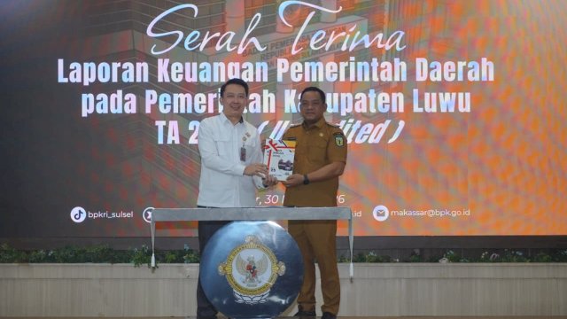 Bupati Luwu Serahkan LKPD Unaudited TA 2025 ke BPK Sulsel