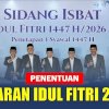 Pemerintah Tetapkan 1 Syawal 1447 H Jatuh pada Sabtu, 21 Maret 2026