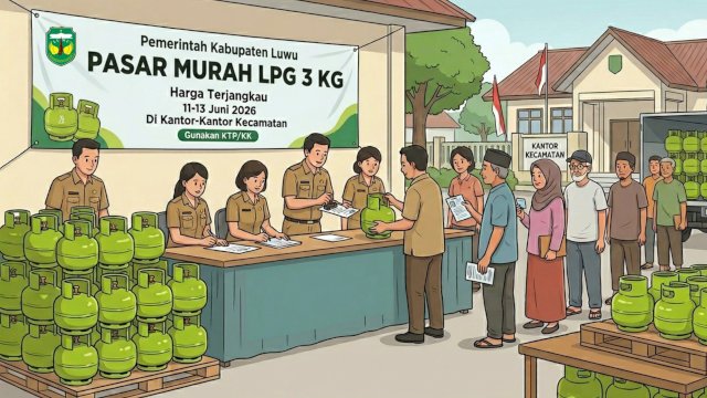 Atasi Kelangkaan Gas Melon, Pemkab Luwu Salurkan Ribuan Tabung LPG 3 Kg Lewat Pasar Murah