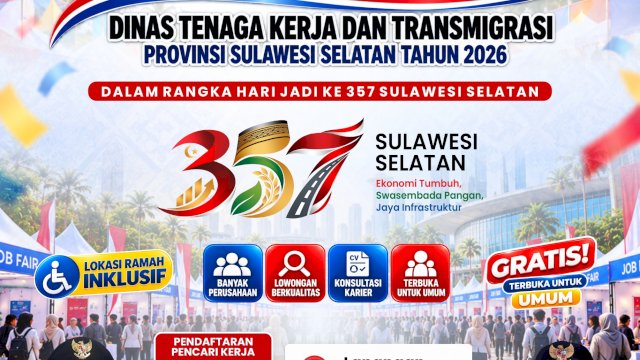 Job Fair Sulsel 2026 Buka 1.230 Lowongan Kerja, 30 Perusahaan Siap Rekrut Pencari Kerja
