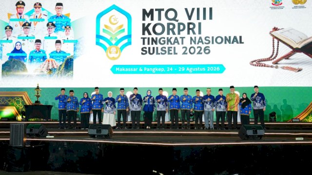 MTQ VIII KORPRI Nasional 2026 Resmi Dibuka Menag, Gubernur Sulsel Sambut Kafilah se-Indonesia